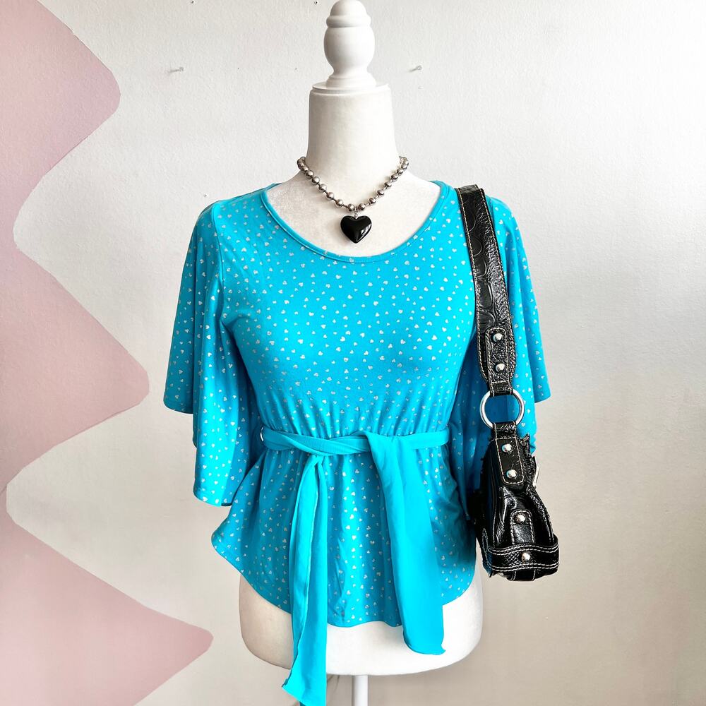Epic Threads Heart Print Batwing Top Girls Sz Large Kawaii‎
